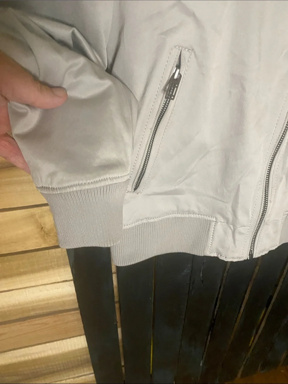 Zara Man Light Gray Zip-Front Harrington Jacket size Medium (tag XL)